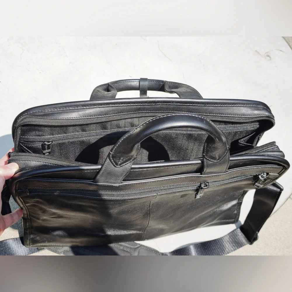Tumi leather messenger bag